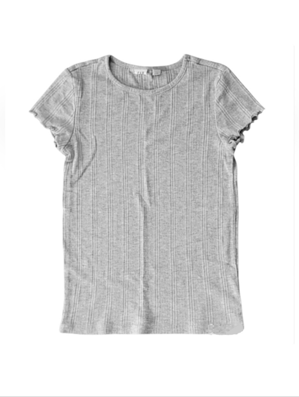 Girl's GAP Kids Grey Knit S/S Shirt With Lettuce Trim Size Large